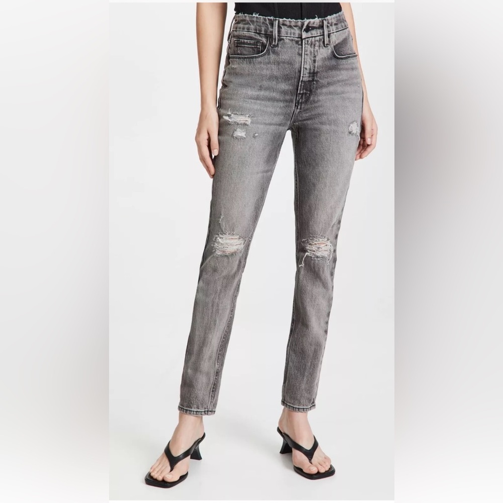 GOOD AMERICAN GOOD GIRLFRIEND HIGH WAIST STRAIGHT ANKLE JEANS SZ 4/27